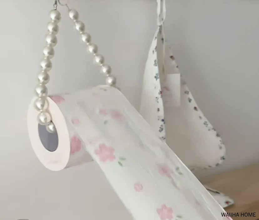 Pearl Hanging Beaded Tissue Holder Toilet Paper Holder Phone Chain Home Storage Organizer Bathroom Decoration Accessories