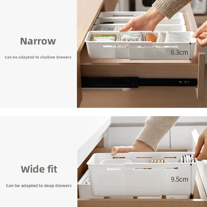 일본식 서랍형 수납함 확장형 식기 분리기 다기능 사무용품 분류 정리함