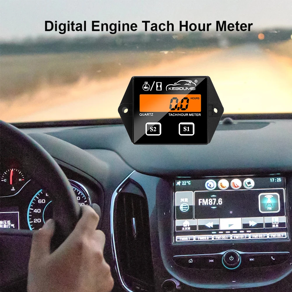 Tachometer Meter Kebidumei Digital Tach Hour Meter Tachometer LCD Display for Outboard Motor Lawn Mower Motocross Motorcycle Marine Chainsaw