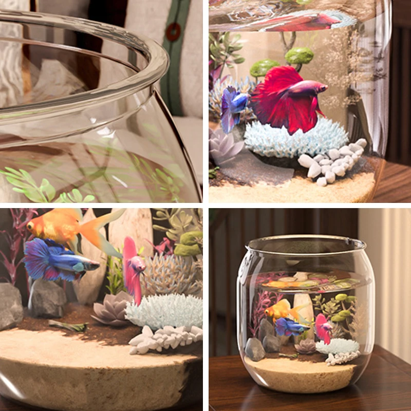 NEW Plastic Clear Round Fish Bowl Aquarium Keeper Tank Vase Pot Biotope Aquariums Tabletop Ecological Fish Tank Fall-resistant
