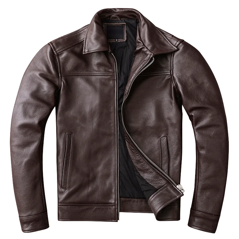 Men Leather Jacket New Casual Real Cowhide Genuine Leather Jacket Men Slim Mens Clothes Spring Autumn Men's Cow Clothing Asian Size 6XL