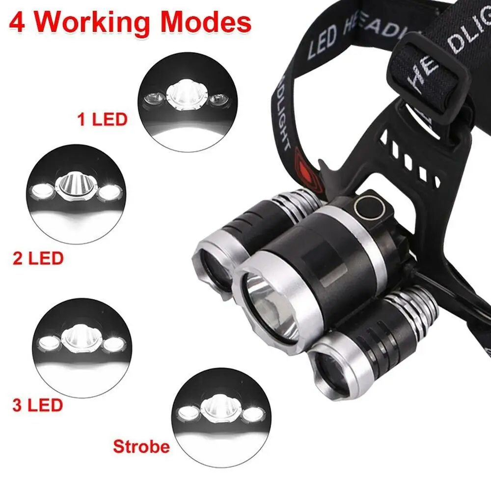 

Портативный Рабочий налобный фонарь, налобный фонарь T6 для кемпинга, яркий Головной фонарь высокой мощности, Головной фонарь для рыбалки и бега