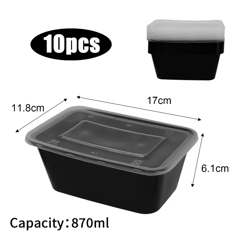 10/20Pcs Disposable Plastic Lunch Box with Lid, Black Food Containers for Fruits, Veget... - SKU DPLB2117 - UGI Packaging