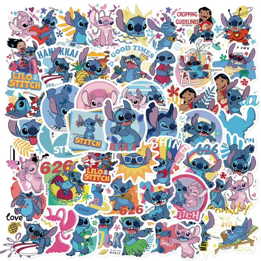 

50PCS Disney Cute Cartoon Stitch Stickers Aesthetic Decorate DIY Scrapbook Luggage Laptop Phone Graffiti Sticker Decal Kids Toy