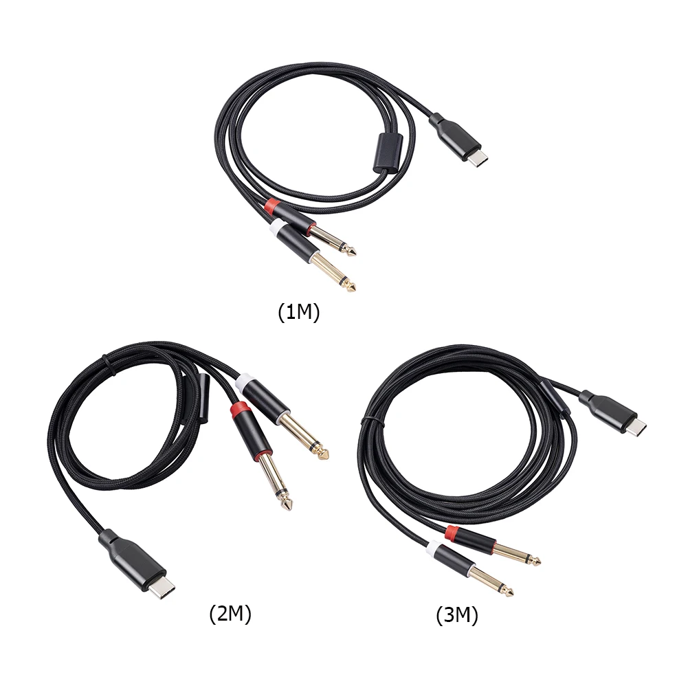 ݵ ÷װ ִ  1/4 ġ ׷ ø Y ̺, USB C Ÿ to  6.35mm, 1/4 ġ TS  ڵ, 1 m, 2 m, 3m