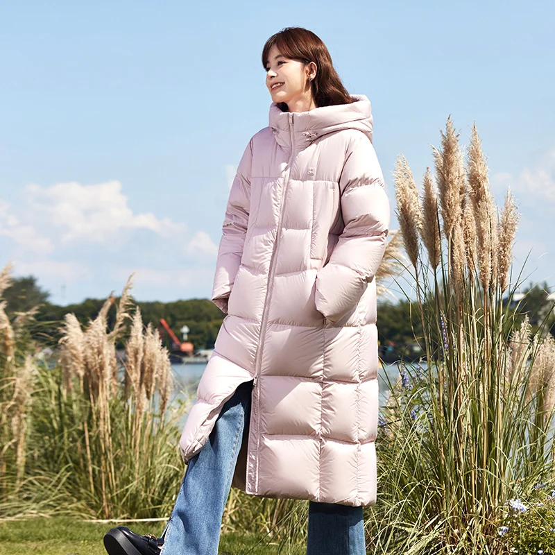 Semir Down Jacket Women Long Warm 2023 Winter New Loose Waterproof Hooded Jacket 4