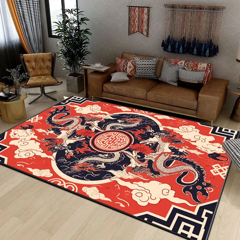 Chinese Style RUG FOR LIVE ROOM Dragon Pattern Luxury Carpet Washable Large Size Home Decor Floor Mats Easy Clean Non-slip Rugs 4