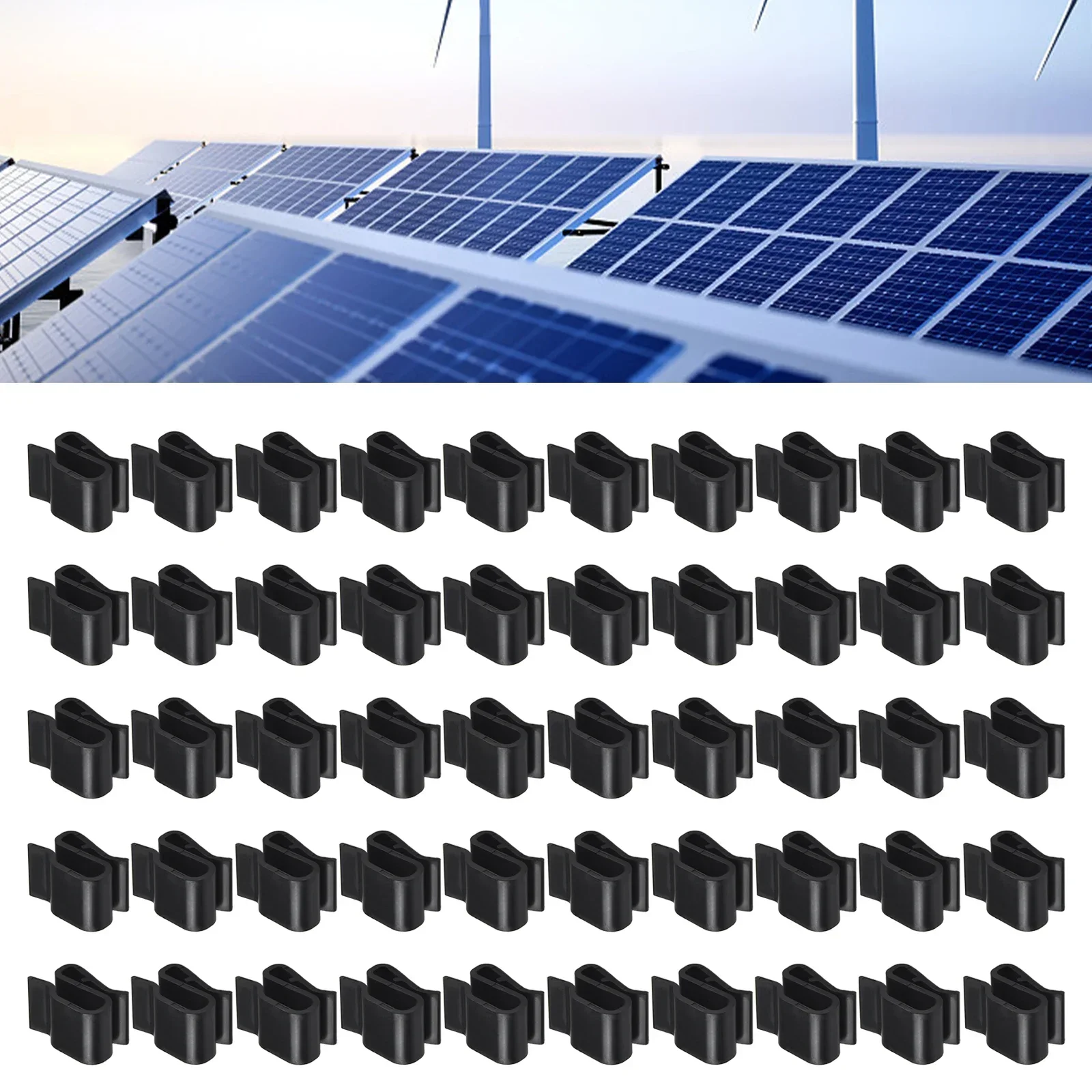 Photovoltaic Cable Clamp Solar Panel Wire Black Clips Trailer Wiring Frame Clamps Pv Module Management Plastic 100pcs, solar panel clip