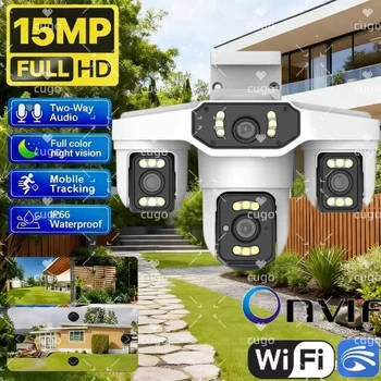 15MP 8K Wifi IP Camera Three Lenses PTZ Outdoor Four Lens Smart Home Wireless HD Night Vision CCTV Security Cam Onvif Yoosee 1