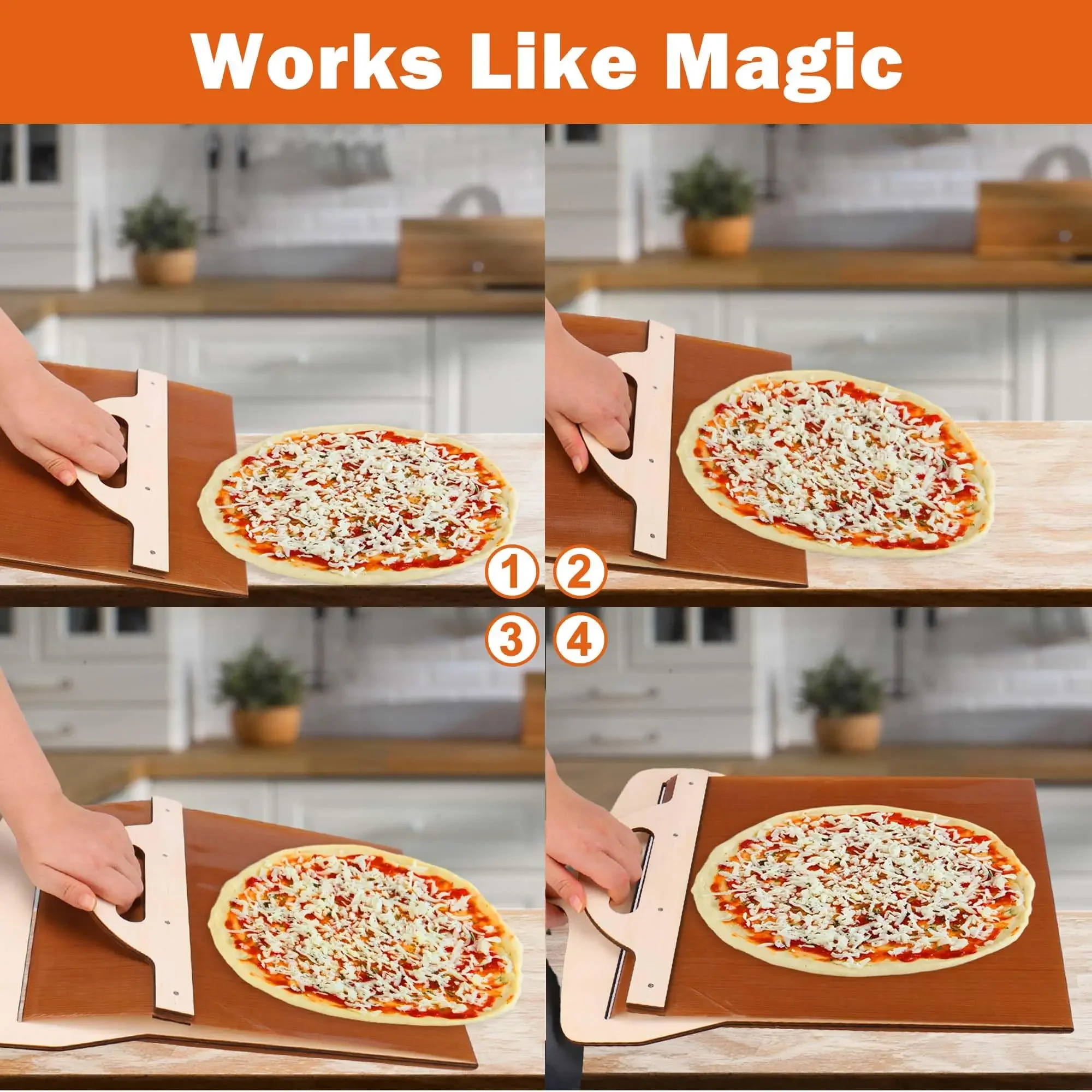 Pizza Peel Sliding shovel Shovel Foldable Wooden Handle Transfer Tray Pizza Spatula Bread Baking Tools Kitchen Gadgets