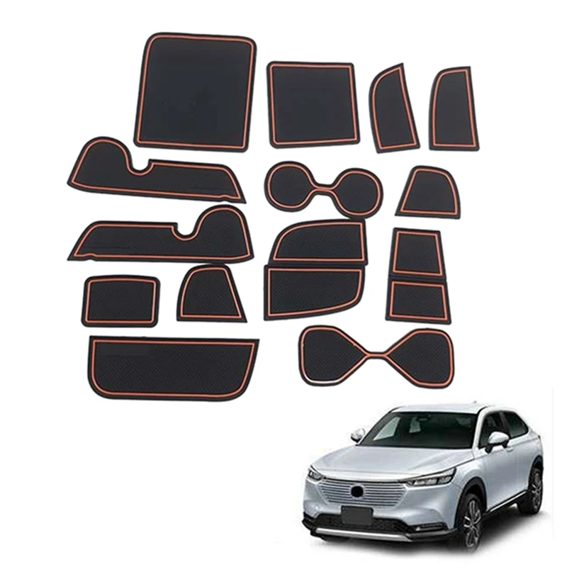 15Pcs Gate Slot Pad For Honda HRV HR-V Vezel Accessories Interior Non-Slip Anti Dust Cup Holder Inserts