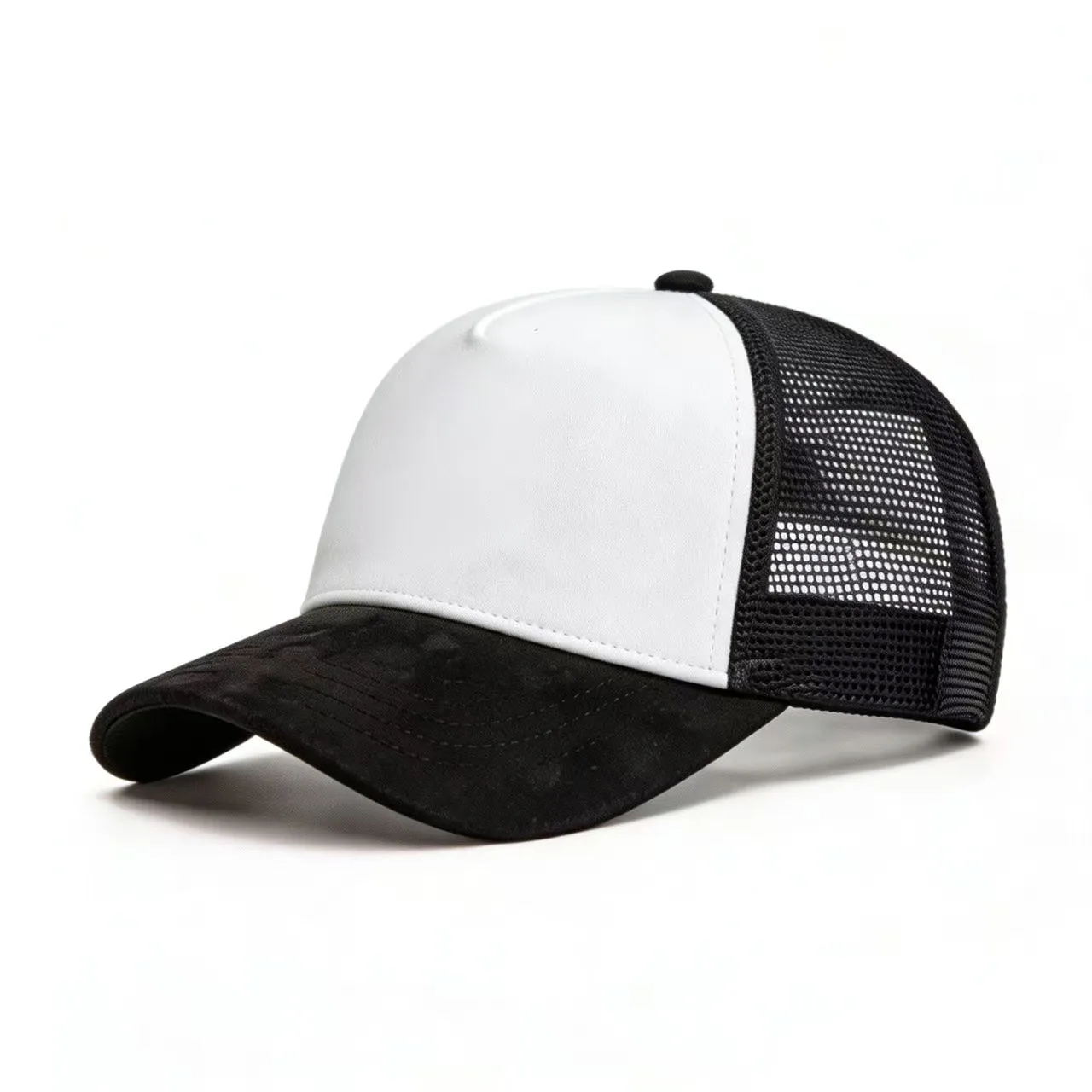 Nowa Letnia Siatkowa Czapka Bejsbolówka Damska Męska Jednolita Zamszowa Czapka z Naszywką Snapback Casual Oddychająca Unisex Street Hip Hop Truckerki