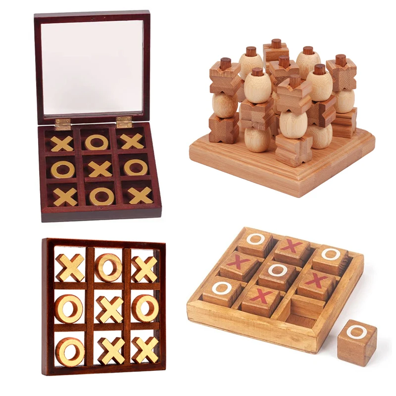 Wood Tic Tac Toe Game 3D XO Chess Board Educaci&oacute;n Montessori Parent Child Interactive Toys Party Gifts Juegos De Inteligencia