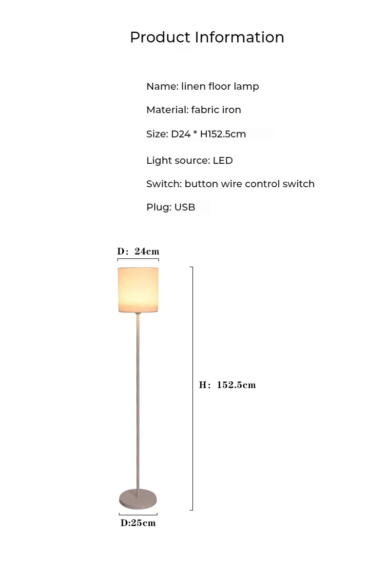 Description Picture 2 of itemModern Simple Living Room Sofaside Floor Lamp Vertical Led Bedroom Bedside Atmosphere Lights Lighting button Switch Luster Lamps