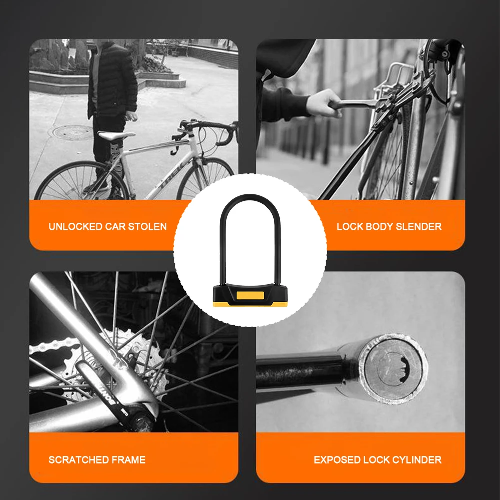 

Security Motorcycle Lock Waterproof Cycling U-Locks Durable Anti-theft with 2 Keys Outdoor Cycling Equipment