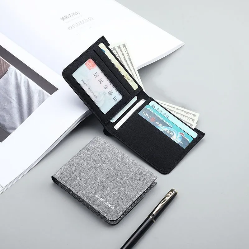 Canvas Men Wallet Black/blue/gray Card Holder Wallet Male Money Bag ID/photo/bank Holder Short Purse Credit Card Case Bag 3