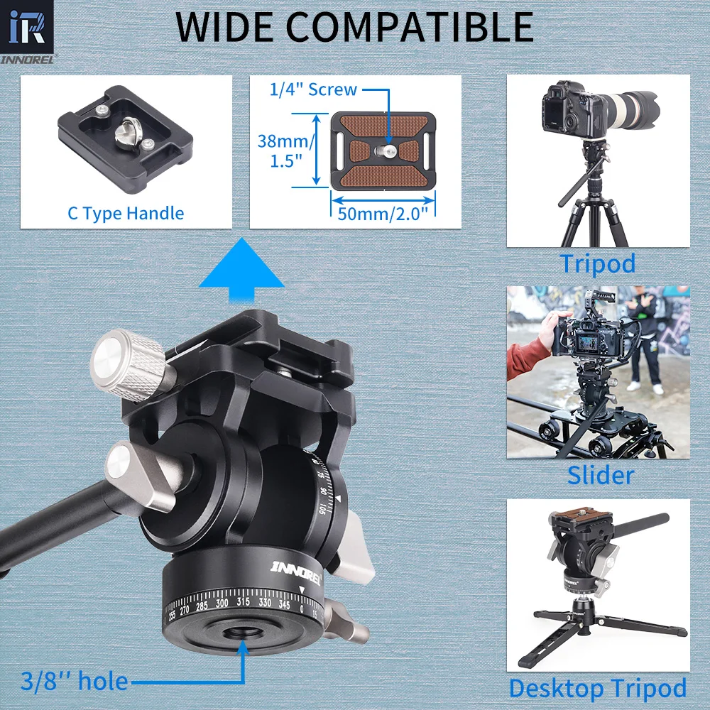 Camera fluid head H10 Mini tripod fluid video head panoramic CNC with Arca Swiss quick release plate phone clip for Dslr camera phone load 4kg