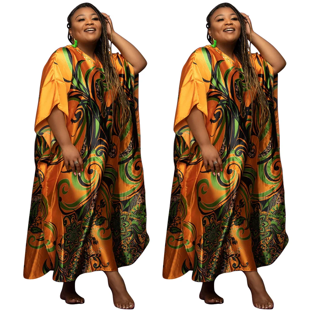 african robe African Dress For Women Muslim Abaya Summer V-Neck Loose Fashion Print Robe Casual Maxi Gown Female Vestidos Africa Clothing african suit