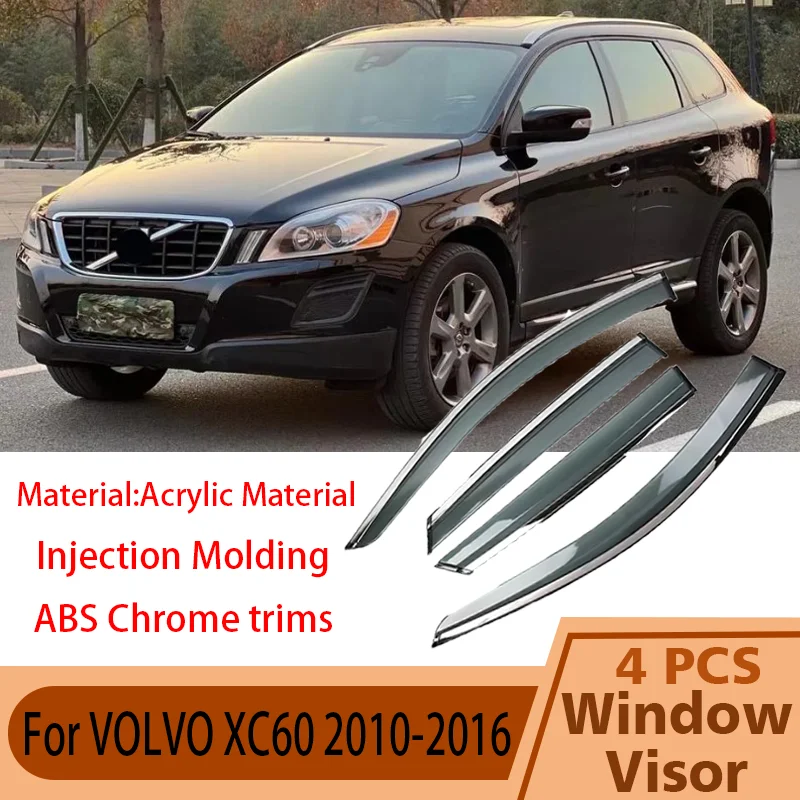Car Side Window Deflector For VOLVO XC60 2010 2011 2012- Window Visor Rain Sun Deflector Car Guard Weathershield Sun Guard