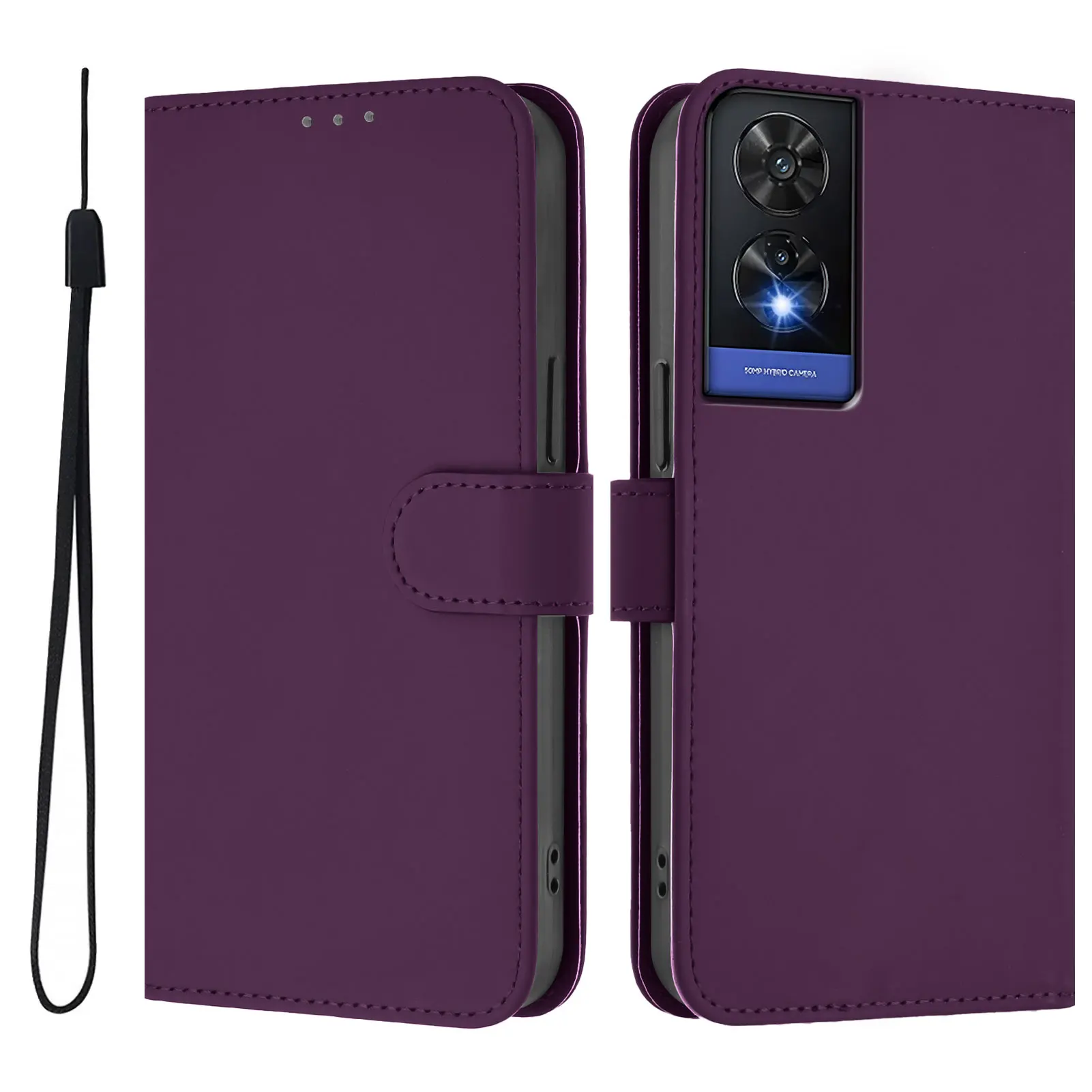 Premium Wallet Flip Cover Phone Case with Lanyard and Magnetic Buckle