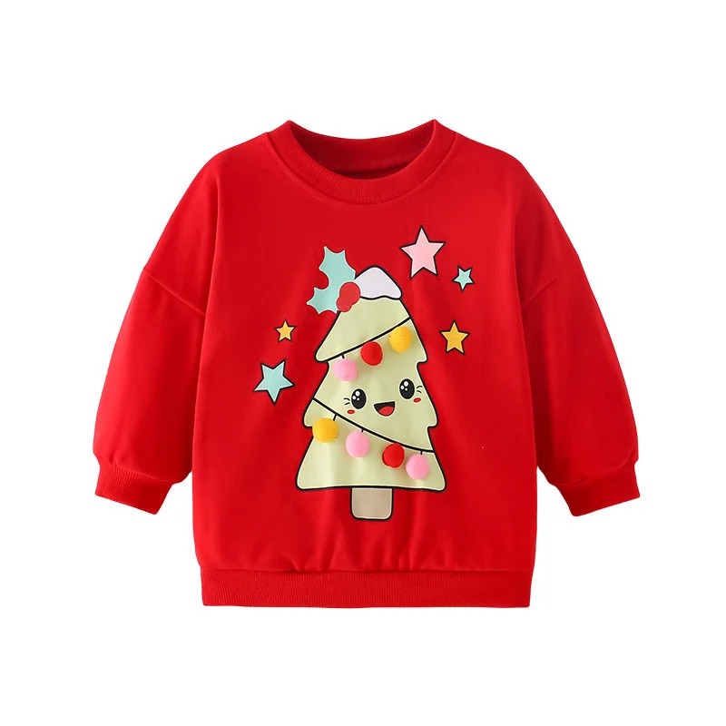 thumbnail image 1 of Sudadera con capucha para niños y niñas de 2 a 7 años con diseño de árbol de Navidad, ropa de otoño e invierno para niños, camiseta de manga larga para bebés, 1 of 5