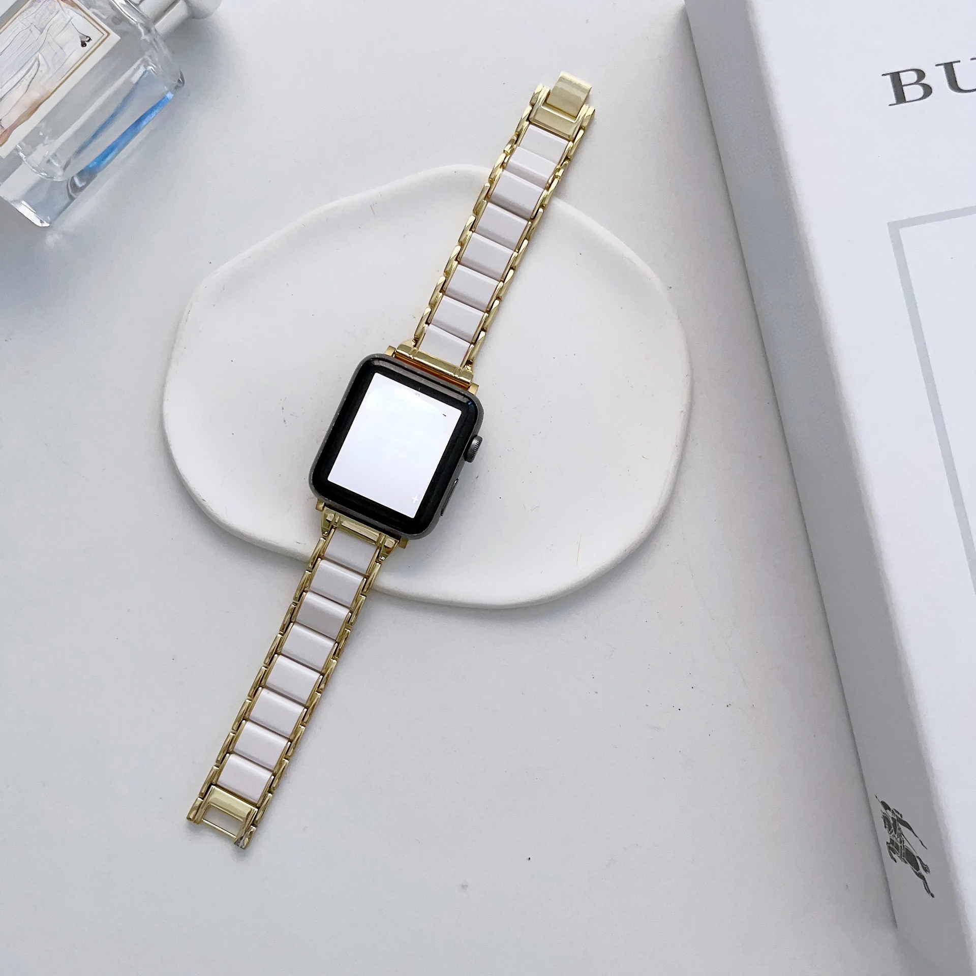 www. Luxury Strap for Apple Watch Band Series 8 7 6 5 Resin Lady Bracelet Band Color: Transparent, Band Width: 42mm / 44mm / 45mm / 49mm