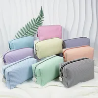 Striped Travel Storage Bag Cosmetic Case Hand-held Large-capacity Multi-purpose Trip Toiletries Pouch Stationery Organizer 1