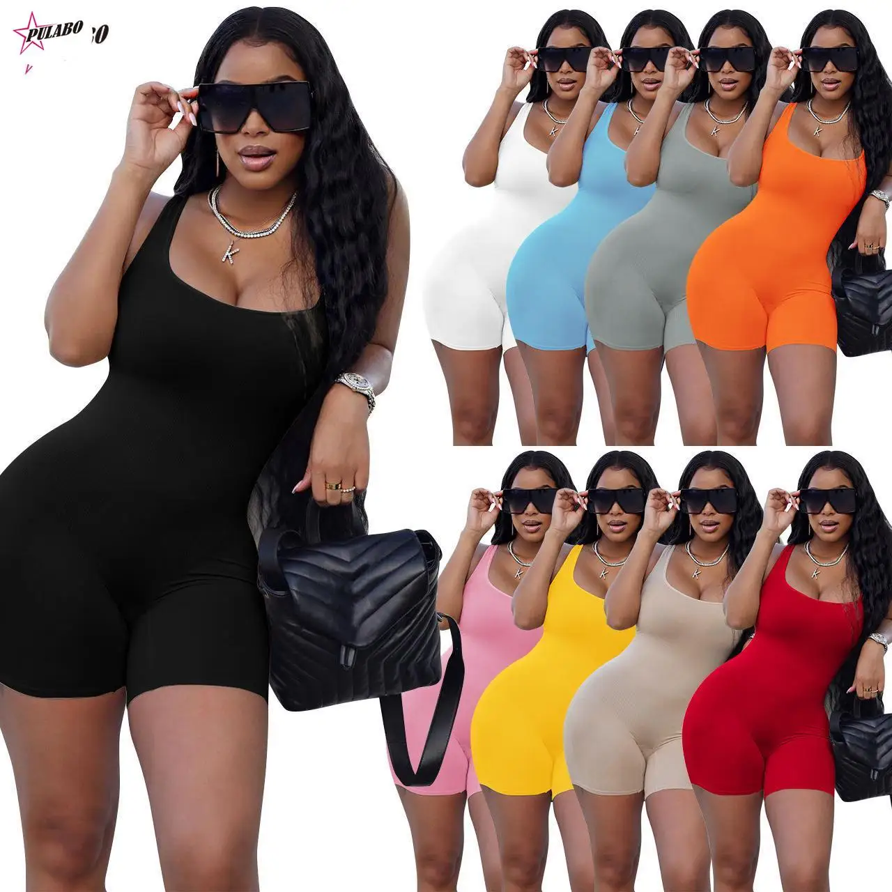 

Sexy Women Sleeveless Romper Jumpsuit Bodycon Bodysuit Slim Fit Sports Short Pants Clubwear Backless Biker Shorts Playsuit
