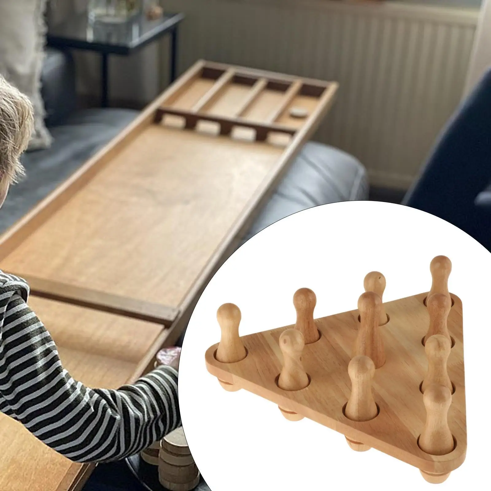 10 Pieces Shuffleboard Bowling Pins Set Solid Wood Gifts Indoor for Shuffleboard Table for Games Activity Party Sports Tabletop