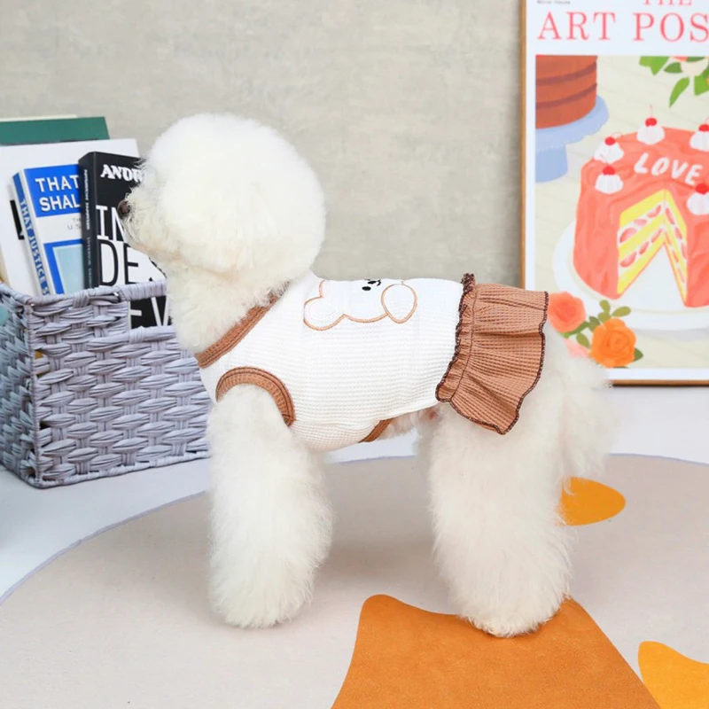 Cute Style Bear Embroidered Dress For Dogs