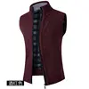 2023 Autumn Winter New Solid Color Fashion Stand Collar Sleeveless Tank Top Man Casual Loose Zipper Pockets Warm Knitting Vest 6