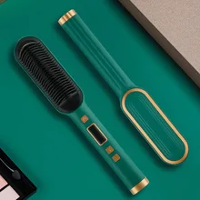 

Electric Hair Straightener Comb LCD Display Straight Curling Dual-use Heating Comb 2 in 1 Hair Curler Styling Anti-scalding Tool