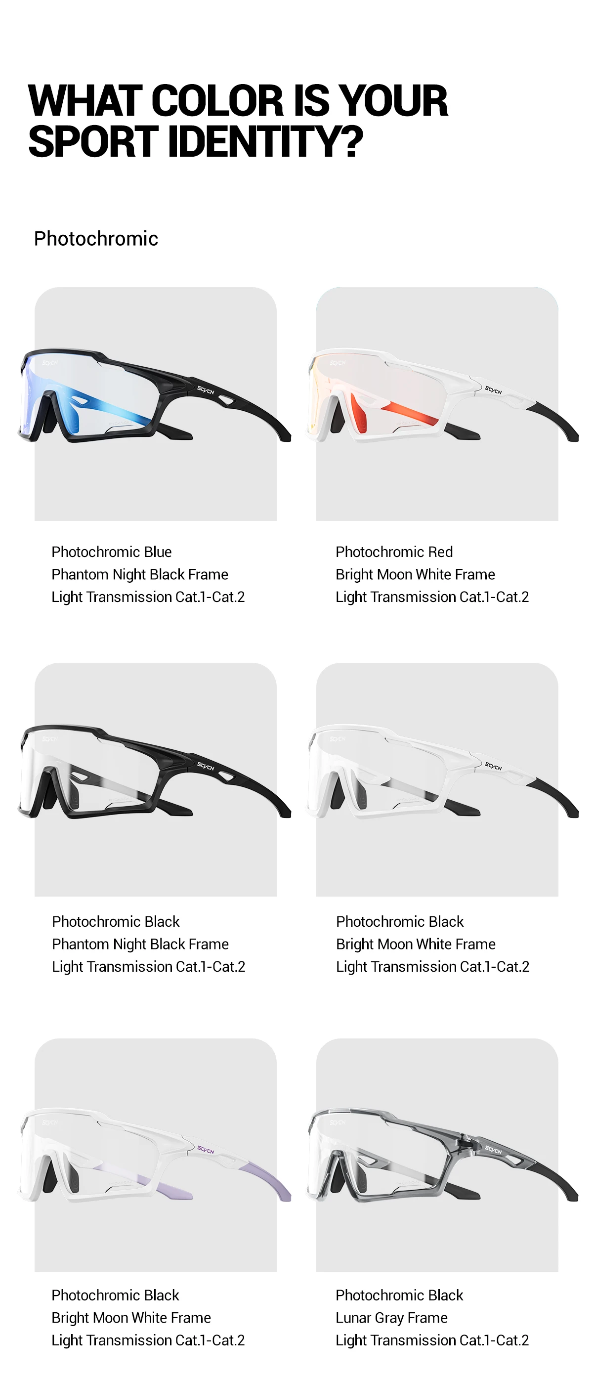 SCVCN Neue Photochrome Radsportbrille MTB-Brille Rennrad UV400 Schutzbrille für Männer und Frauen Outdoor Fahrrad Sport Laufbrille – Detail 14
