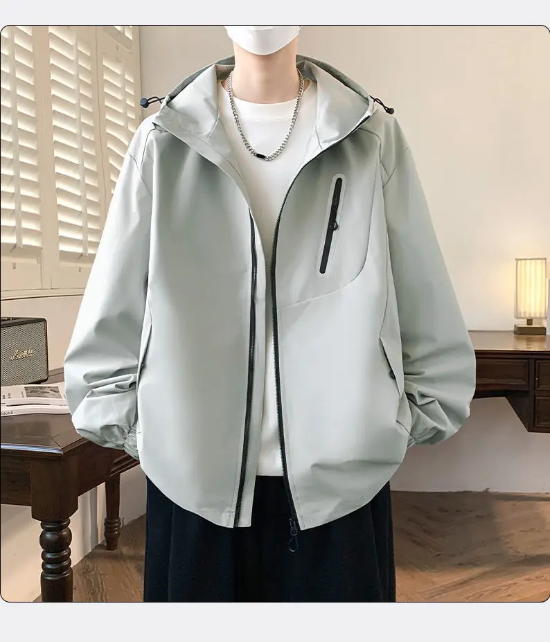 Neue Herren-Kapuzenjacken 2026 Frühling Herbst Lässige Winddichte Reißverschluss-Outdoor-Mäntel Jugendliche High-Street Loose-Fit Oberteile Kleidung – Detail 15