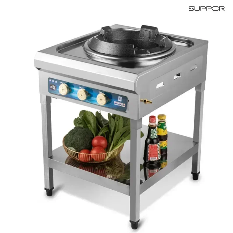 Commercial single-stove liquefied-gas fierce fire gas stove for restaurants with automatic flameout protection.