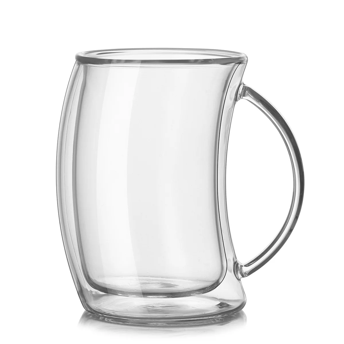 1 Piece 200ml Transparent Double Wall Glass Mug Cup with Handle Tilt Glass Coffee Mug Brief Simple Double Layer Cup