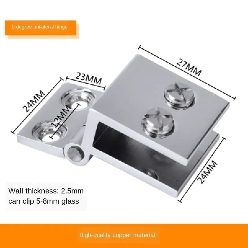 4pcs for 5-8mm Thickness Glass Door Hinge Zinc Alloy Glass Clamp 0 Degree Cupboard Showcase Cabinet Door Hinge