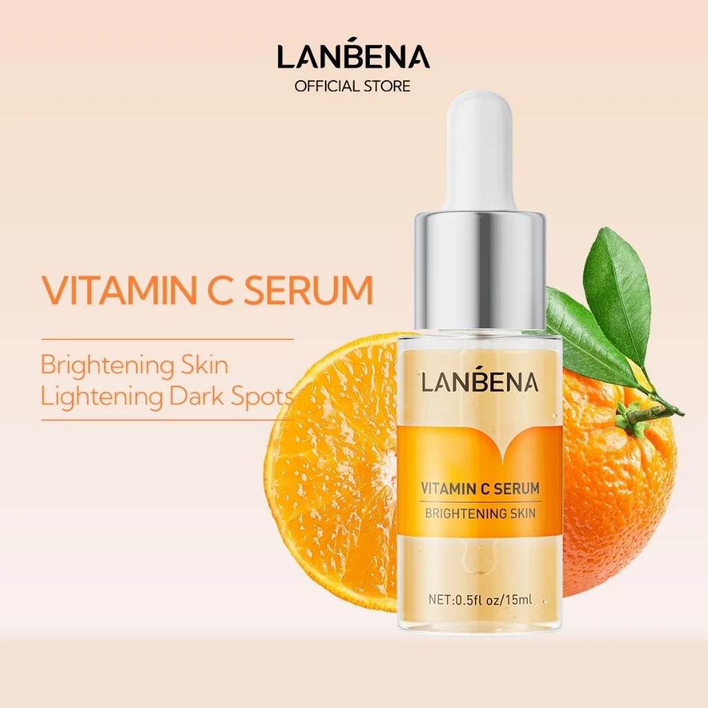 LANBENA Vitamin C Facial Essence Whitening Brightening Complexion Antioxidant Soothing Fine Lines And Firming Skin Care 17ml