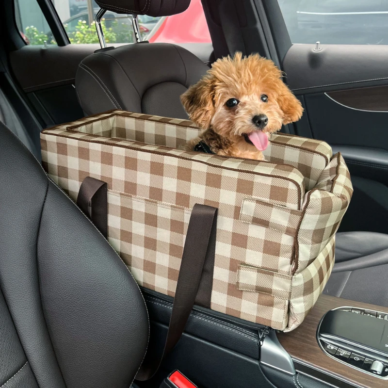 

CAWAYI KENNEL Travel Pet Puppy Dog Car Seat Basket Booster Center Consol Bag Central Control Nonslip Carriers Safe Cats Hammock