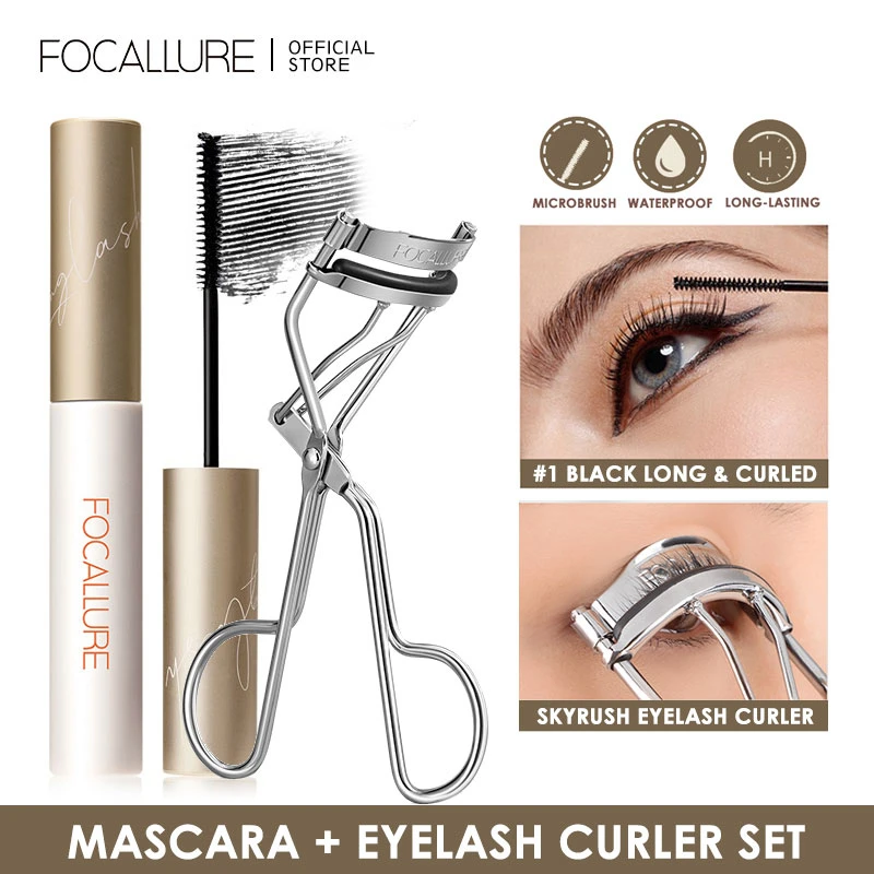 FOCALLUREMascaraEyelashCurlerKitWaterproofLightweightLasting