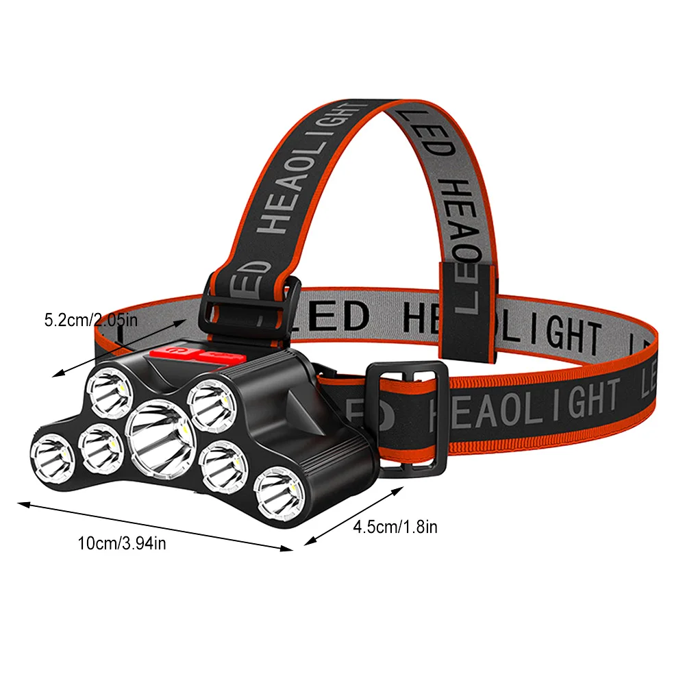 7LED rechargeable powerful led headlamp USB Led Headlight Super Bright 4 Working Modes Headlamp Waterproof Flashlight For Night