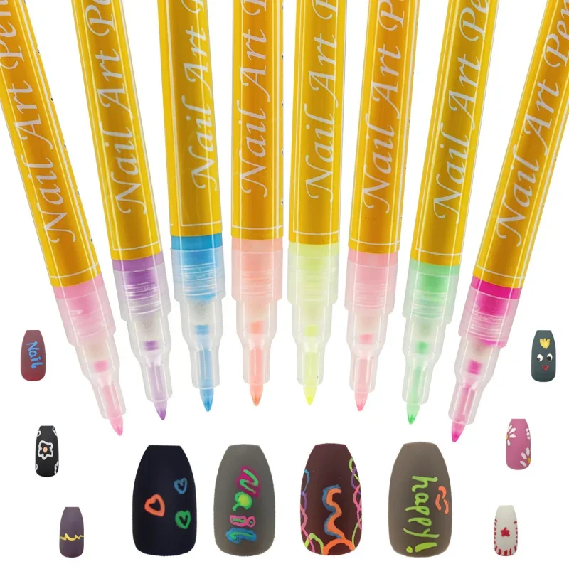 8/12 색상 아크릴 네일 그래피티 펜, 수제 DIY 네일 컬러 페인팅 후크 라인, 빠른 건조 마커 펜, 아트 용품, 0.7mm