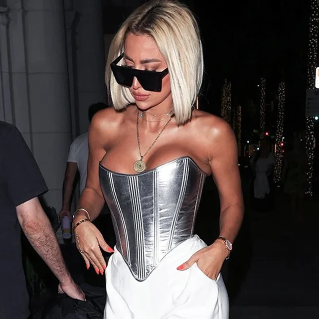 Metallic Lace Up Corsets Top 1