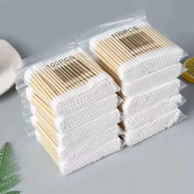 

100pcs Per Pack, 5 Packs, Double-ended Cotton Swabs, Baby Cotton Swabs, Ear Cleaning Sticks, Healthy Cleaning Tools