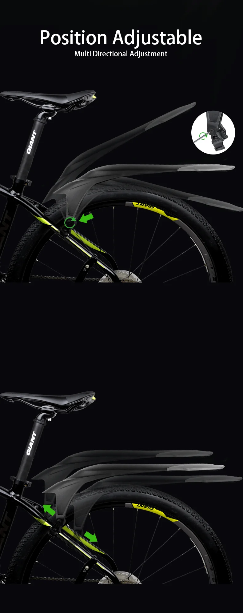 RBRL Bicycle Fender Wings for Bicycle 29 Mud Flaps for Bicycle Mountain Bike Fender Quick Release 24 to 29 Inch MTB Accessories