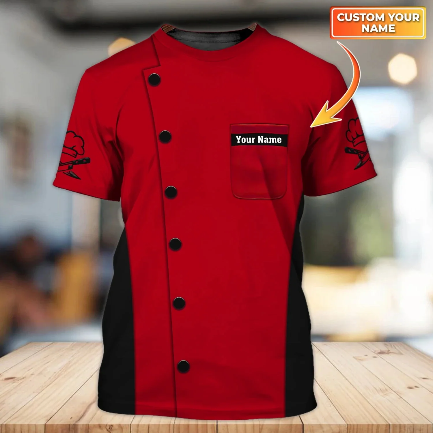Chef Life Shirt Sommer Herren T-Shirt personalisierter Name Meisterkoch 3D gedruckt Unisex T-Shirt Bäckerei Chef Casual T-Shirt DW60 – Detail 19
