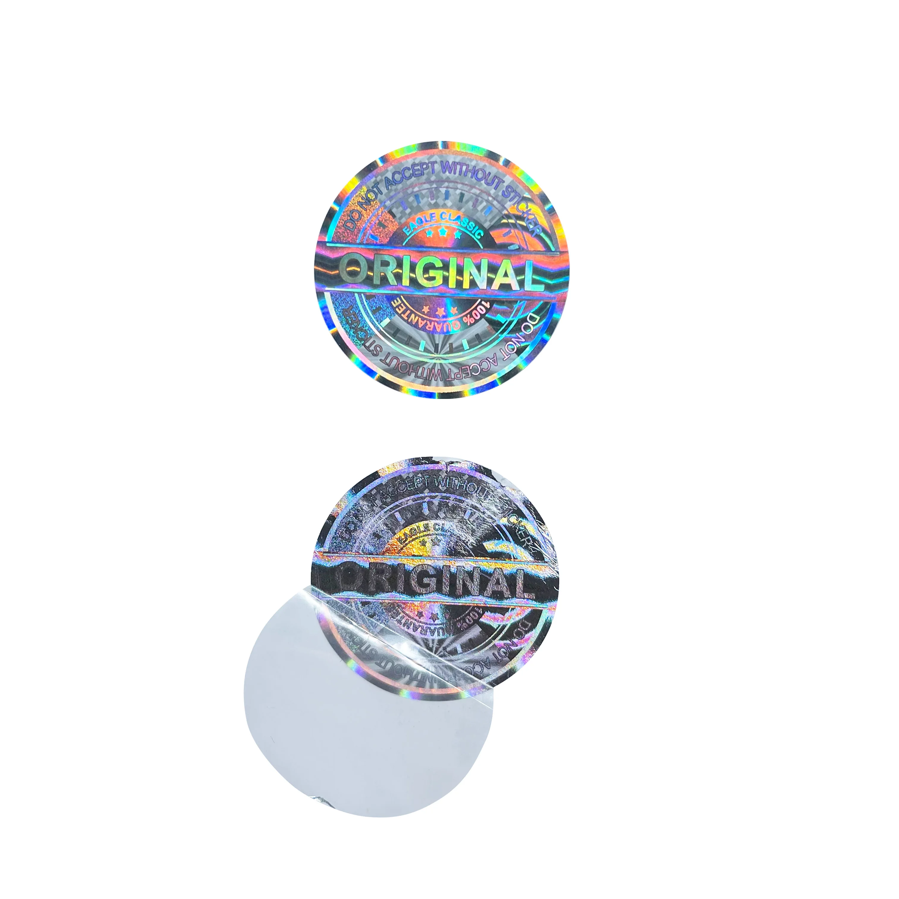 

New 100pcs silver original authentic sticker anti-counterfeiting seal holographic sticker laser anti-tamper label 30X30mm