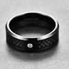 BONLAVIE 8mm Tungsten Carbide Ring Black Polishing Round Zircon Black Carbon Fiber Ring Engagement Wedding Rings for Men 4