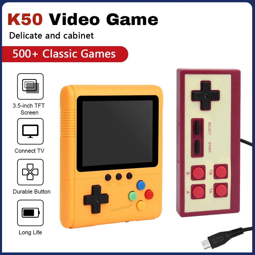 K50RetroHandheldGameConsole35inchColorScreenRhubarbCardGame
