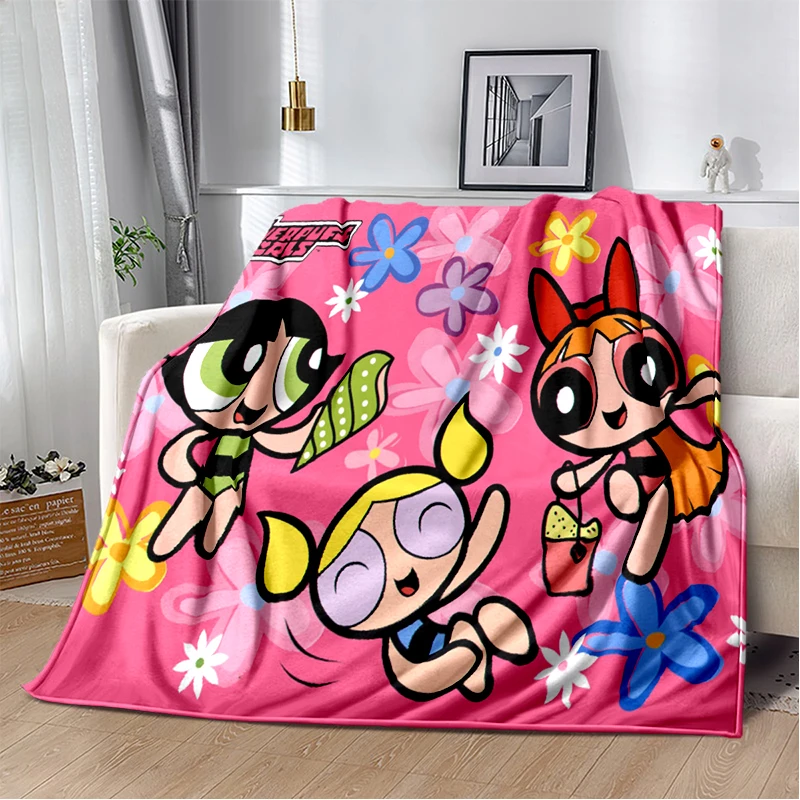 

3D Printed Power Puff Girls Flannel Blanket Casual Kid or Adult Home Decoration Beautiful Girl Office Sofa Travel Quilt